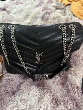 YSL LOU LOU MEDIUM Saint Laurent Black Quilted Leather Chain Shoulder Bag